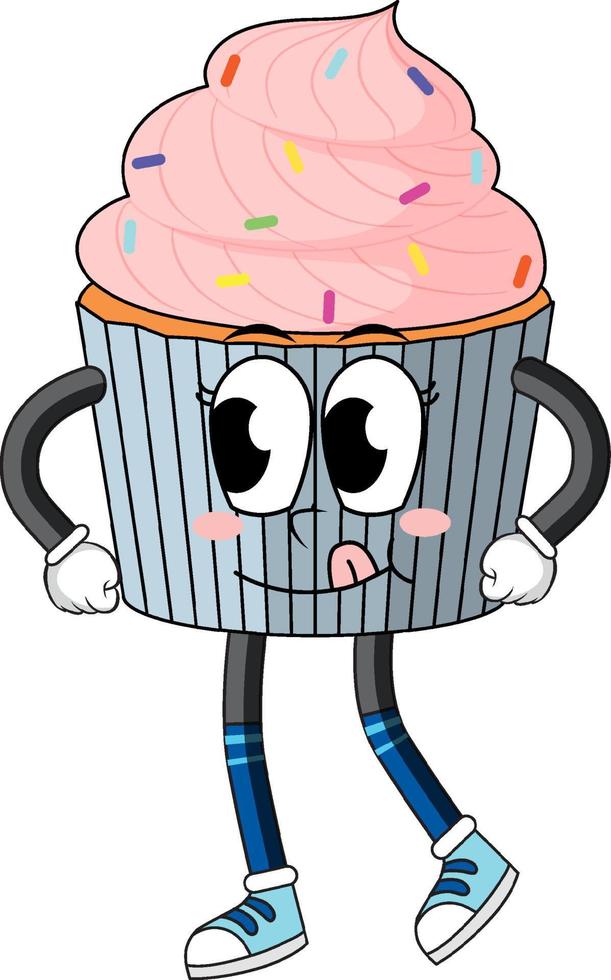 Pink cupcake with arms and legs vector