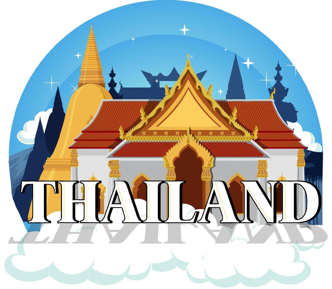 Travel Thailand attraction and landscape temple icon vector