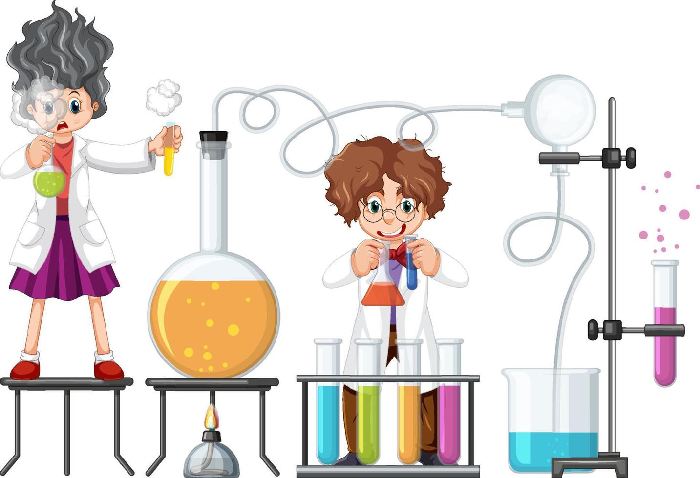 Scientist doing science experiment in the lab vector