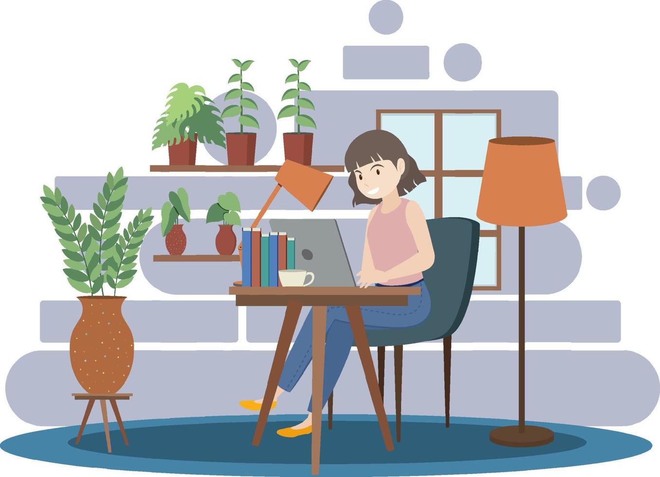 Work at home concept in flat design vector