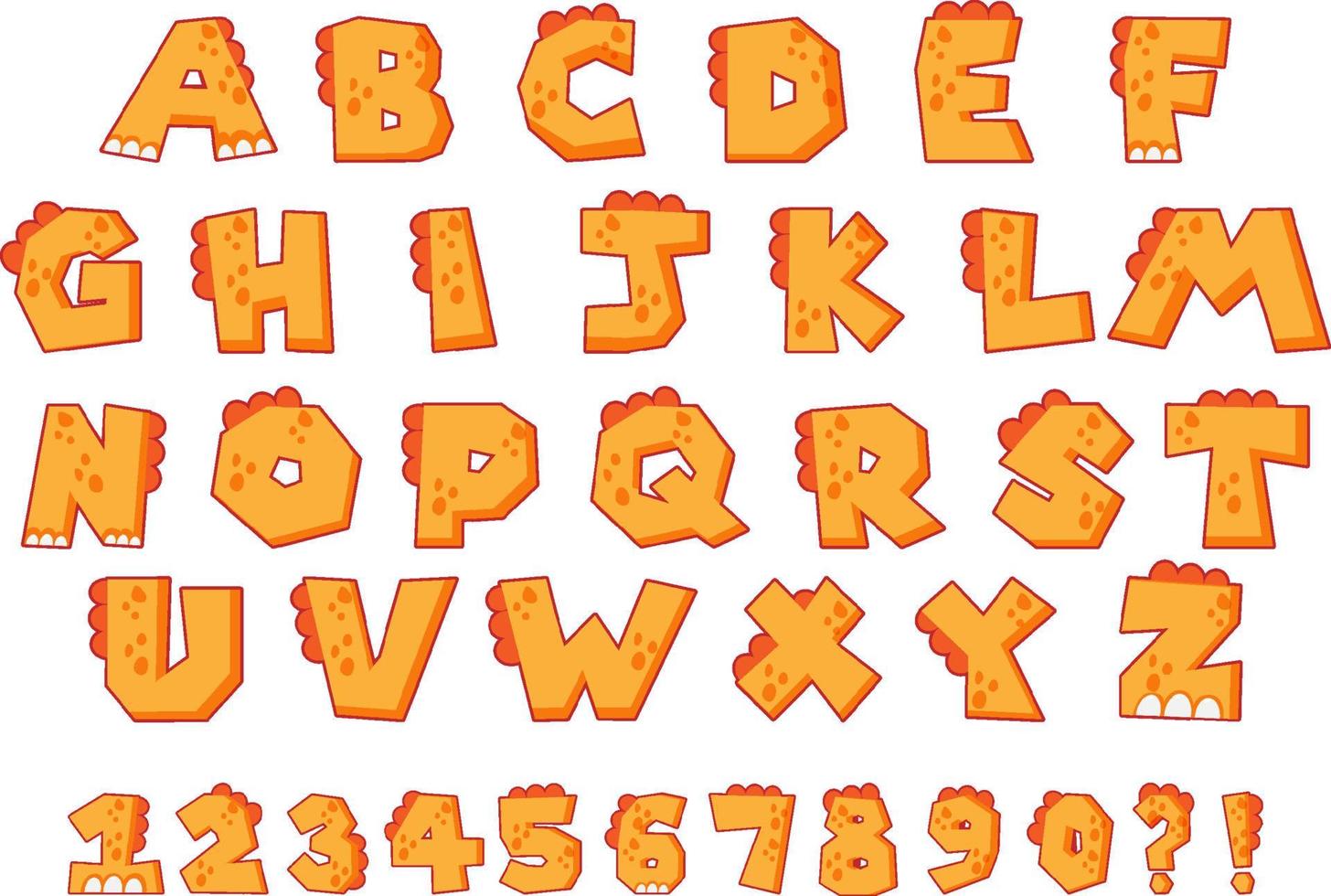 Font design for english alphabets and numbers vector