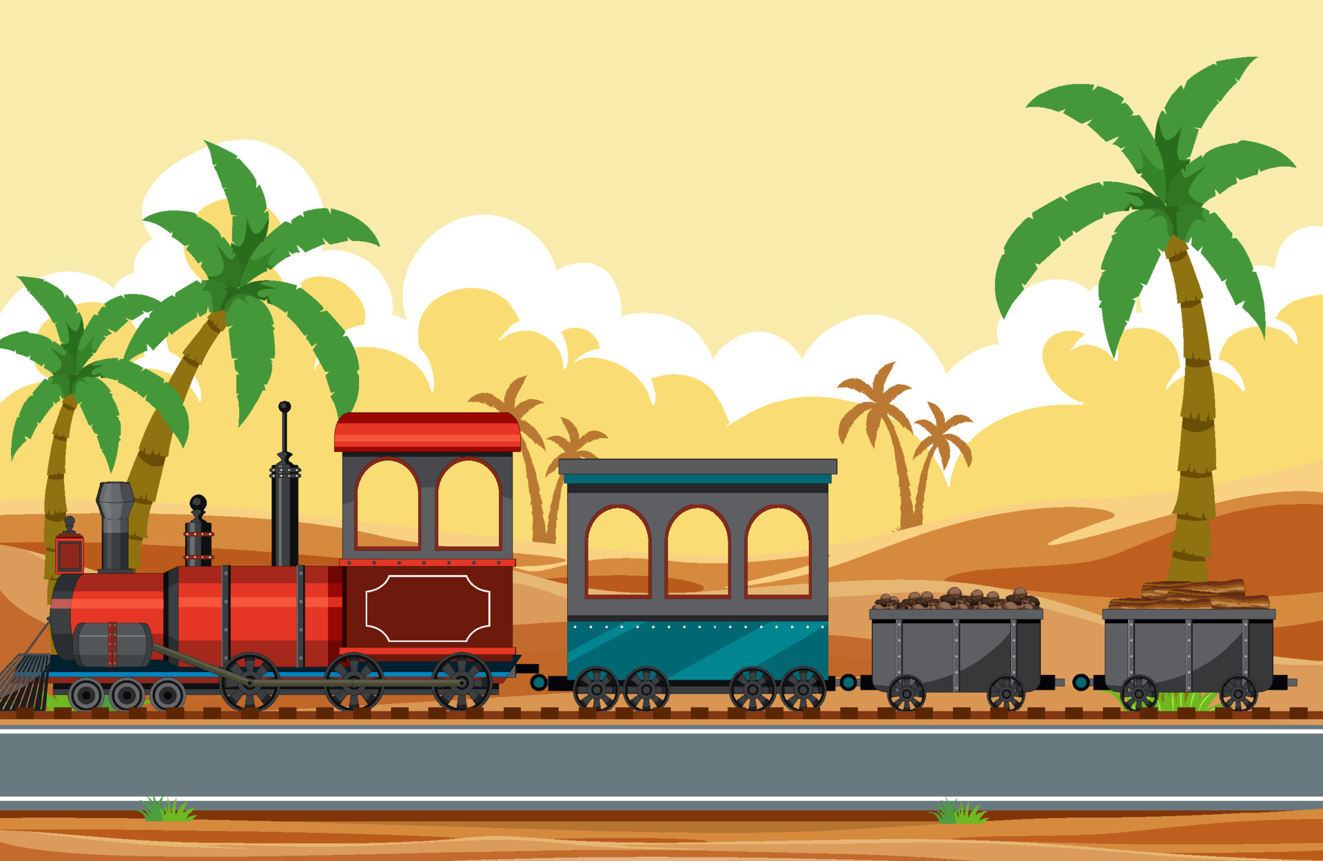 Train Cartoon Vector Art, Icons, and Graphics for Free Download