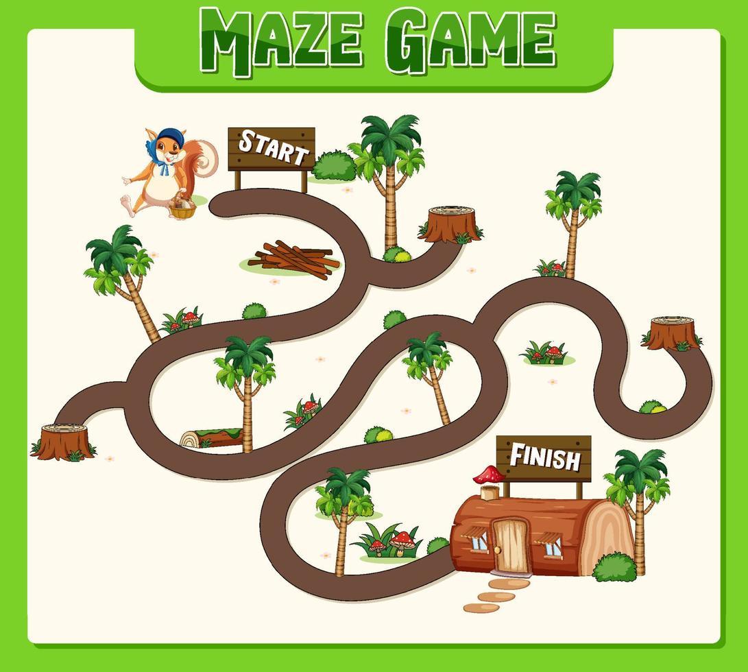 A squirrel maze games template vector