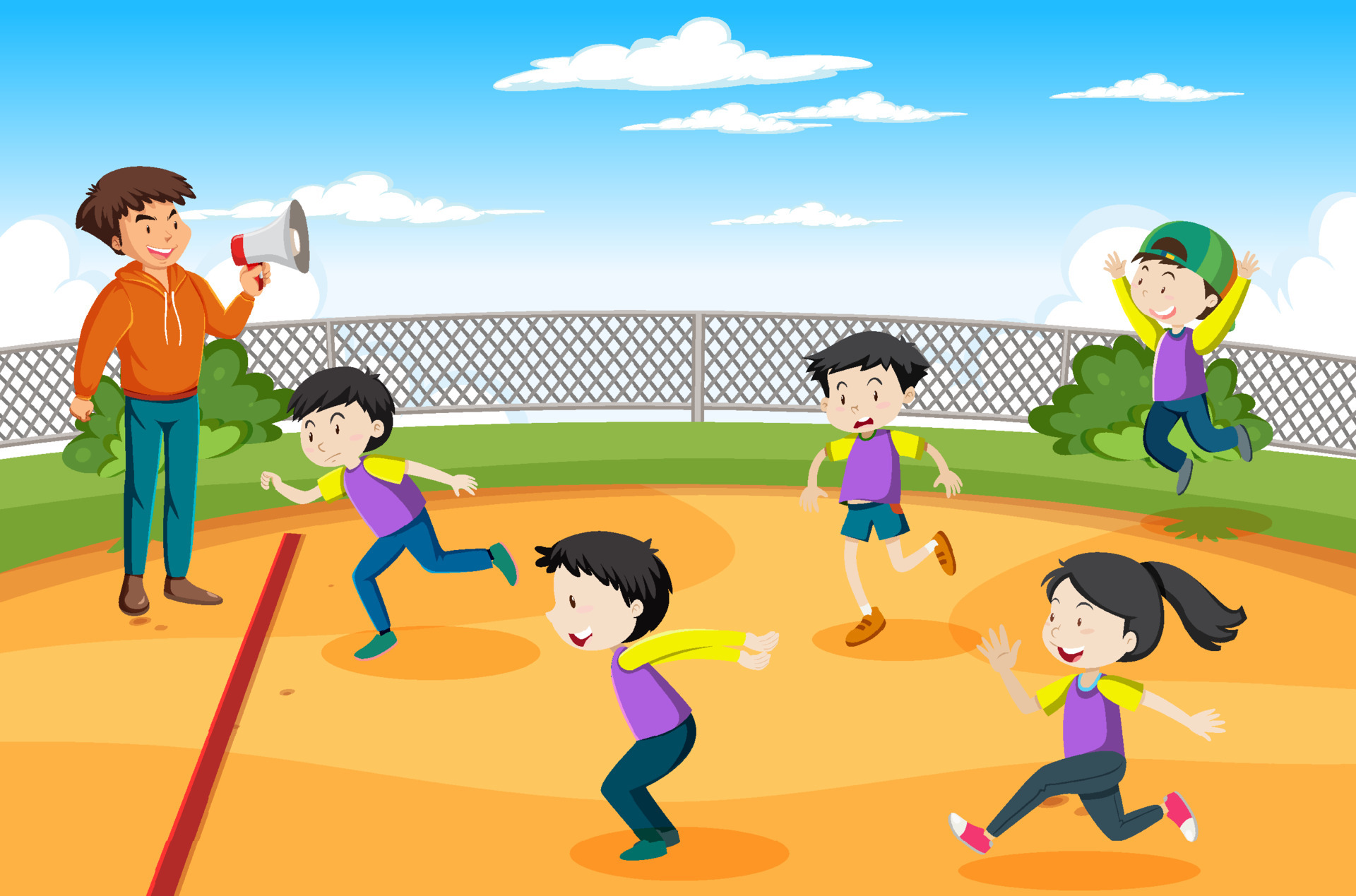 Kids playing red light green light game 7094639 Vector Art at Vecteezy