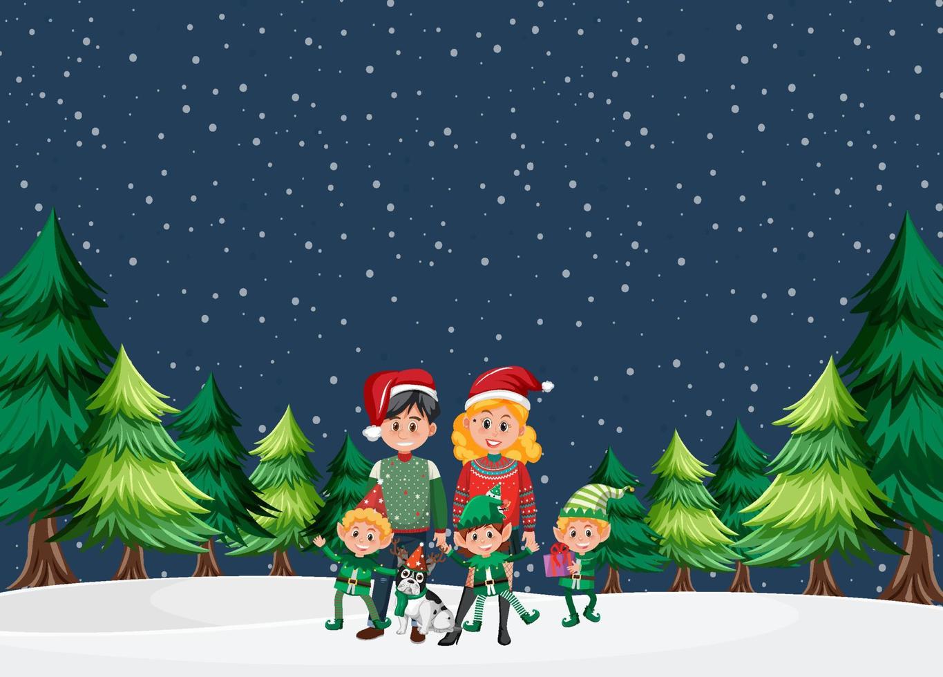 Christmas holidays with family at night vector