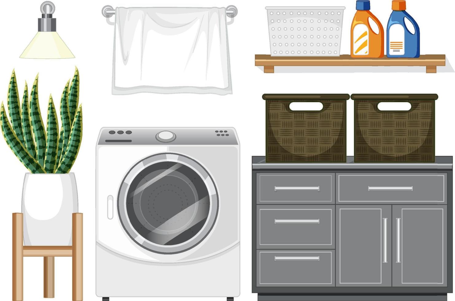 Laundry room objects set vector