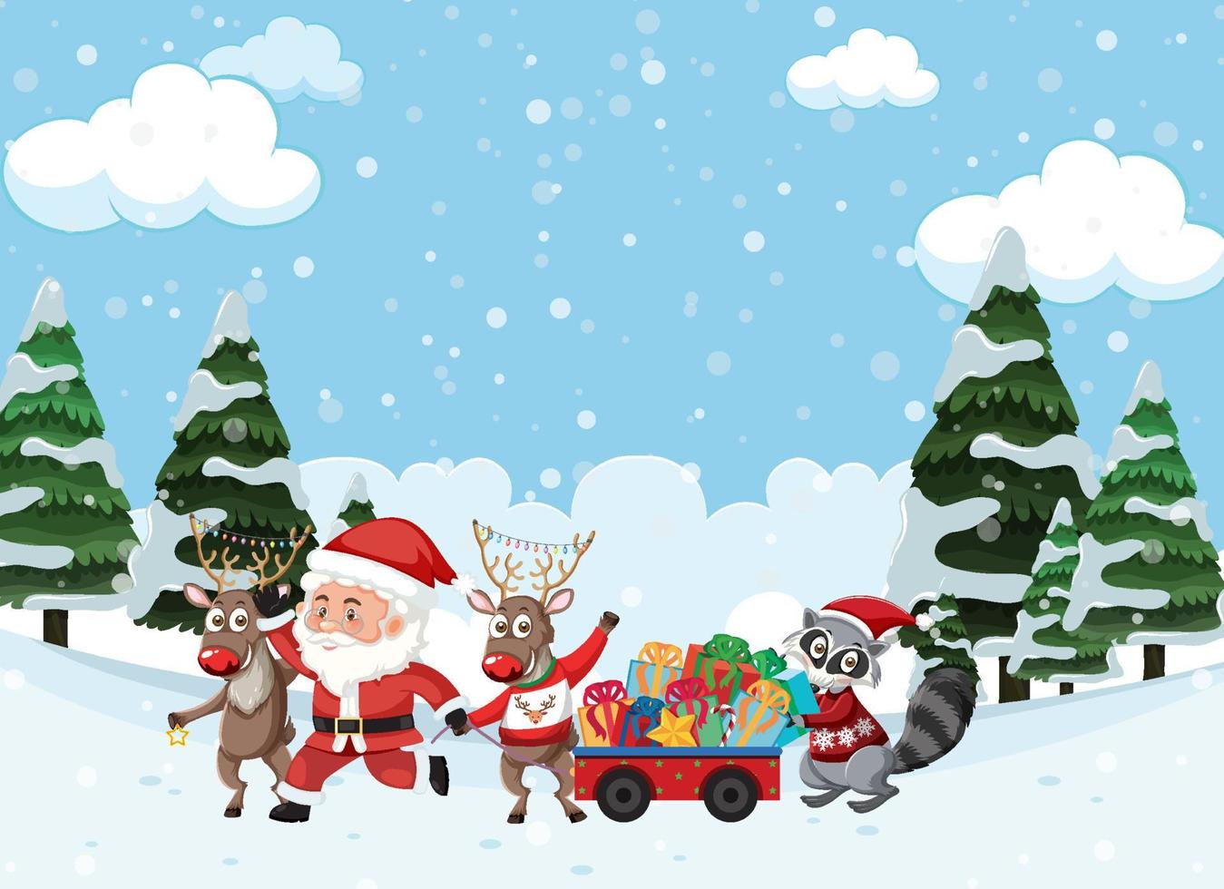 Christmas theme with Santa and presents vector