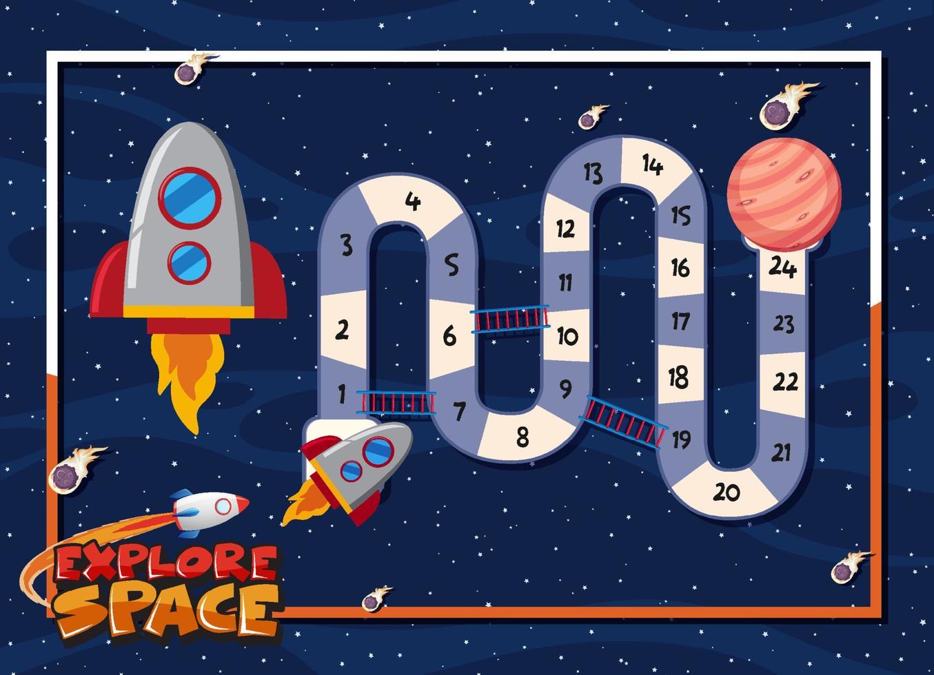 Game template with space theme background vector