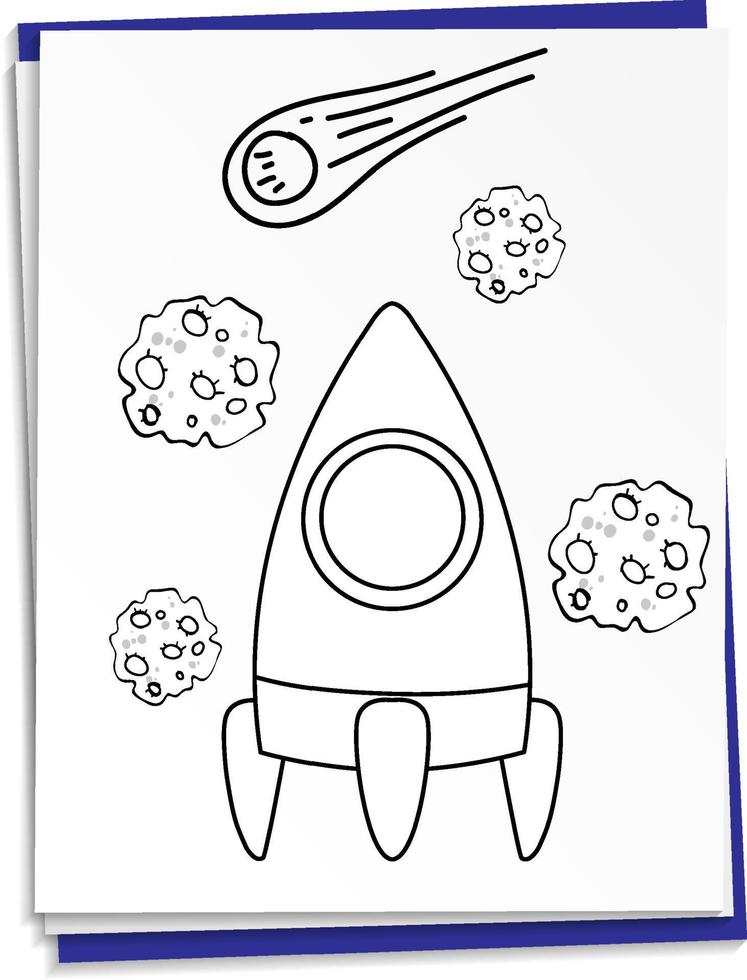 Hand drawn rocket on paper vector