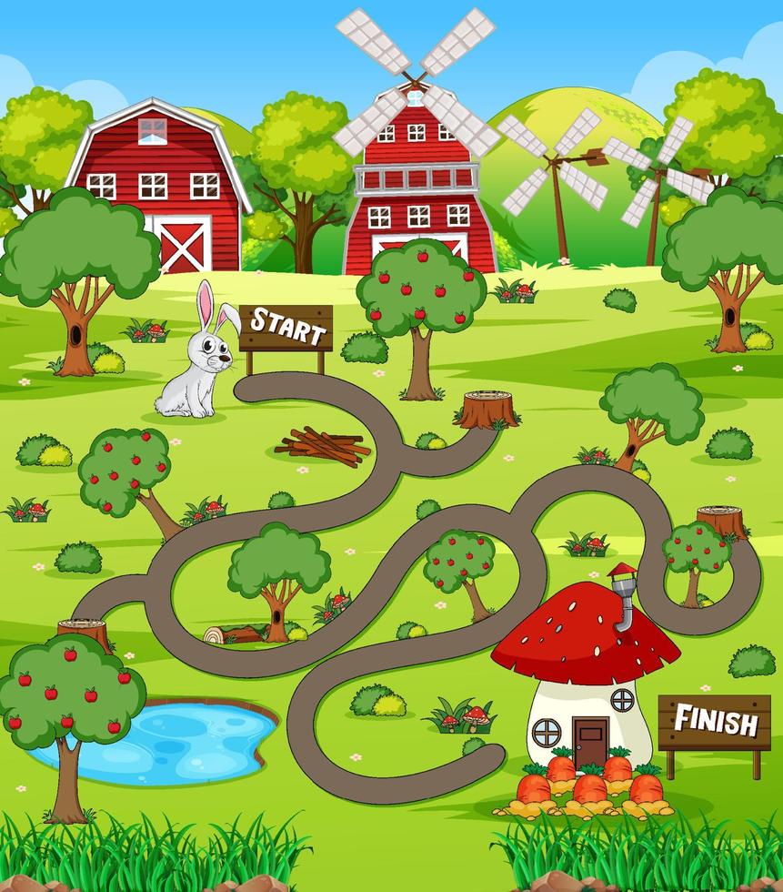 A farm boardgame template vector