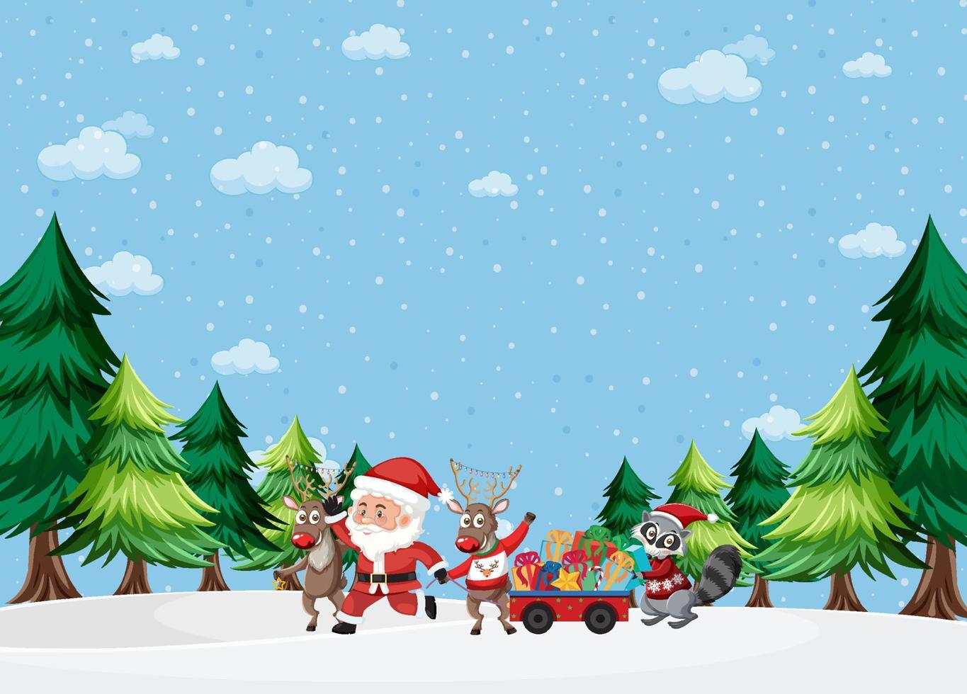 Christmas theme with Santa and reindeers vector