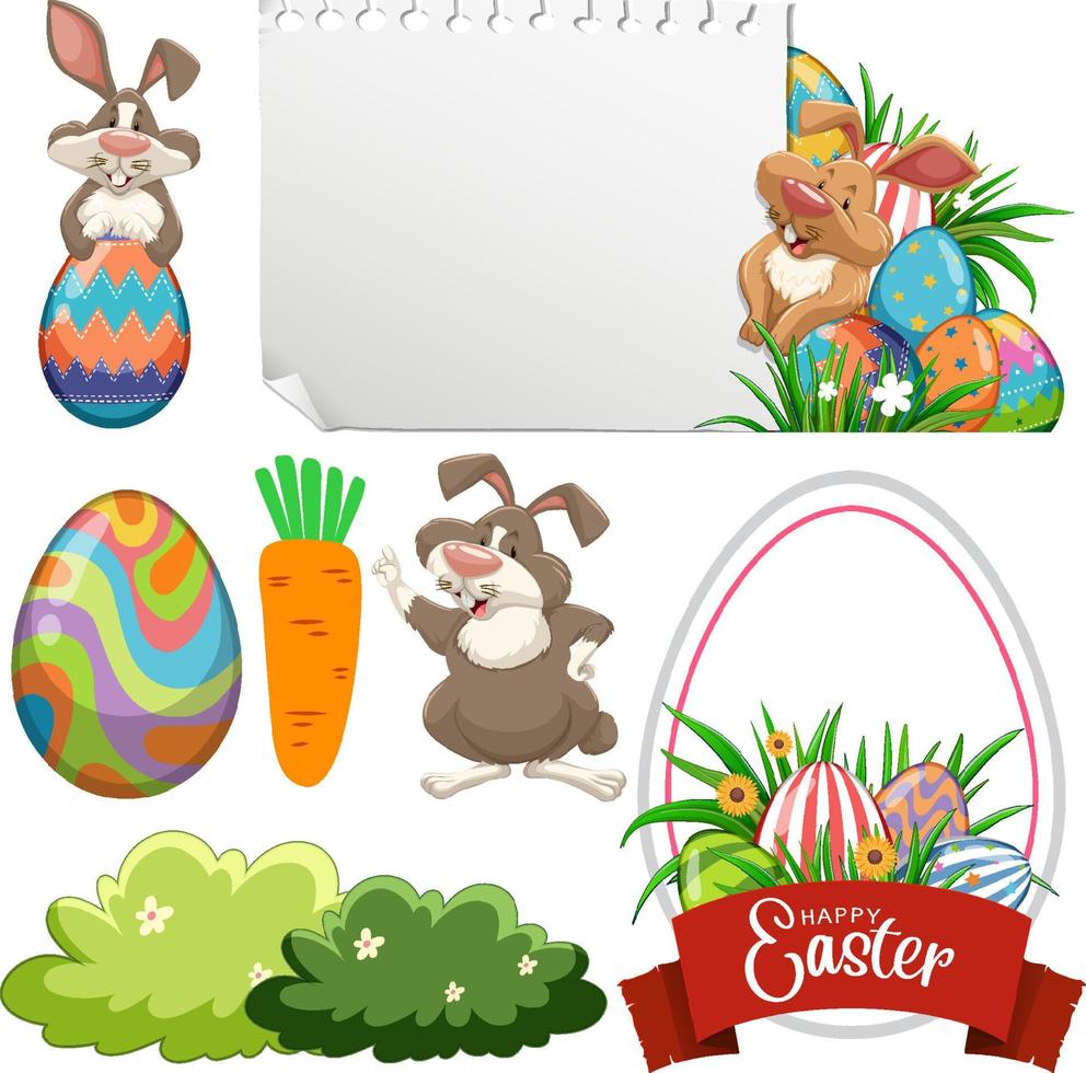 Easter theme with bunny and eggs vector