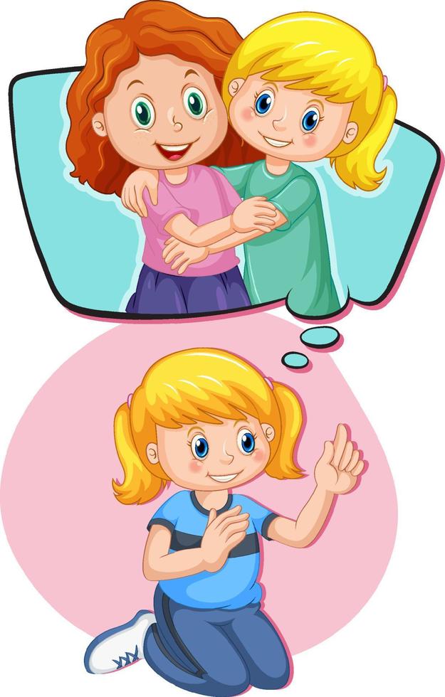 A girl thinking with callout vector
