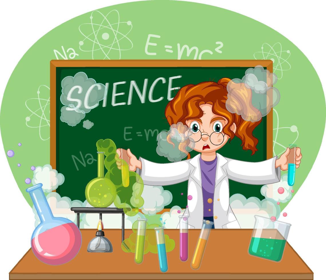 Funny scientist experiment in laboratory vector