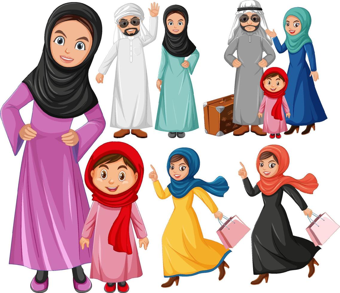 Arabic people in traditional costume 7095012 Vector Art at Vecteezy