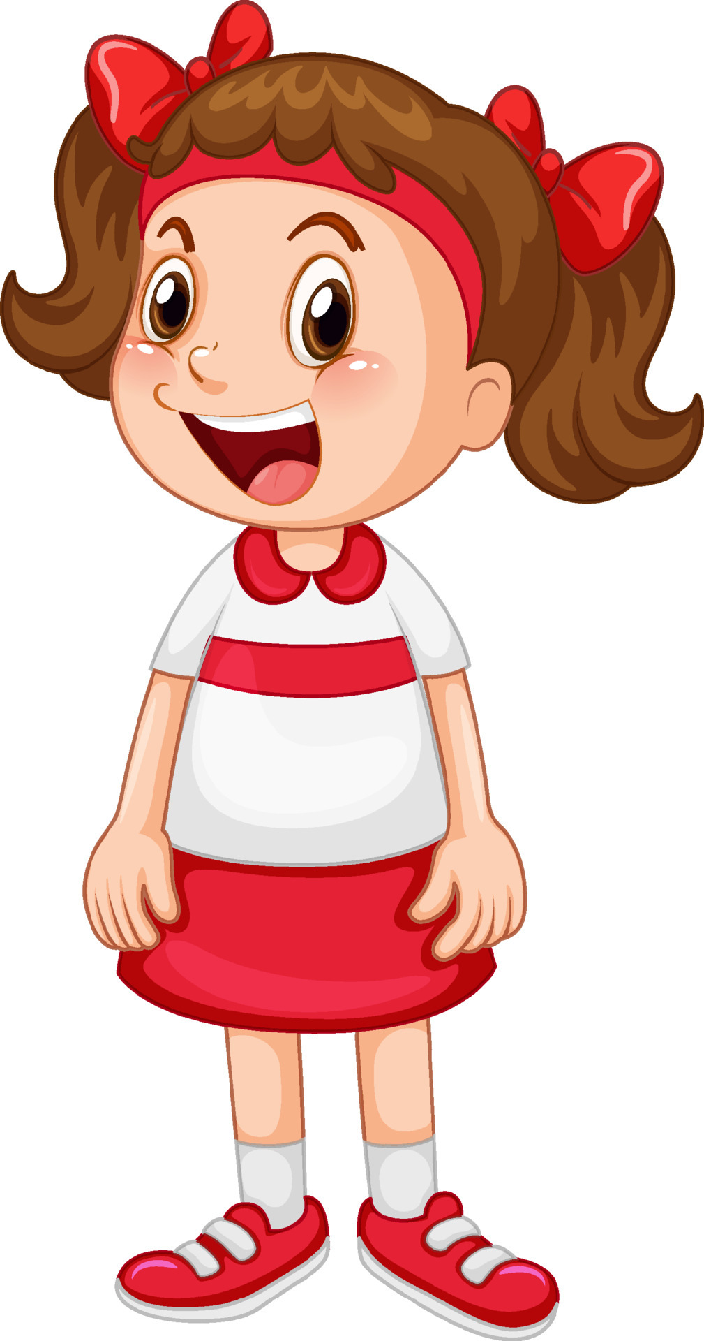 Little girl in red skirt 7095021 Vector Art at Vecteezy