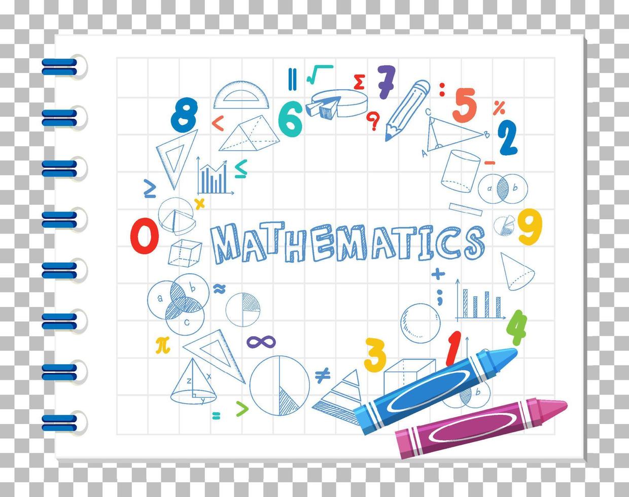 Doodle fórmula matemática con fuente matemática en el cuaderno vector