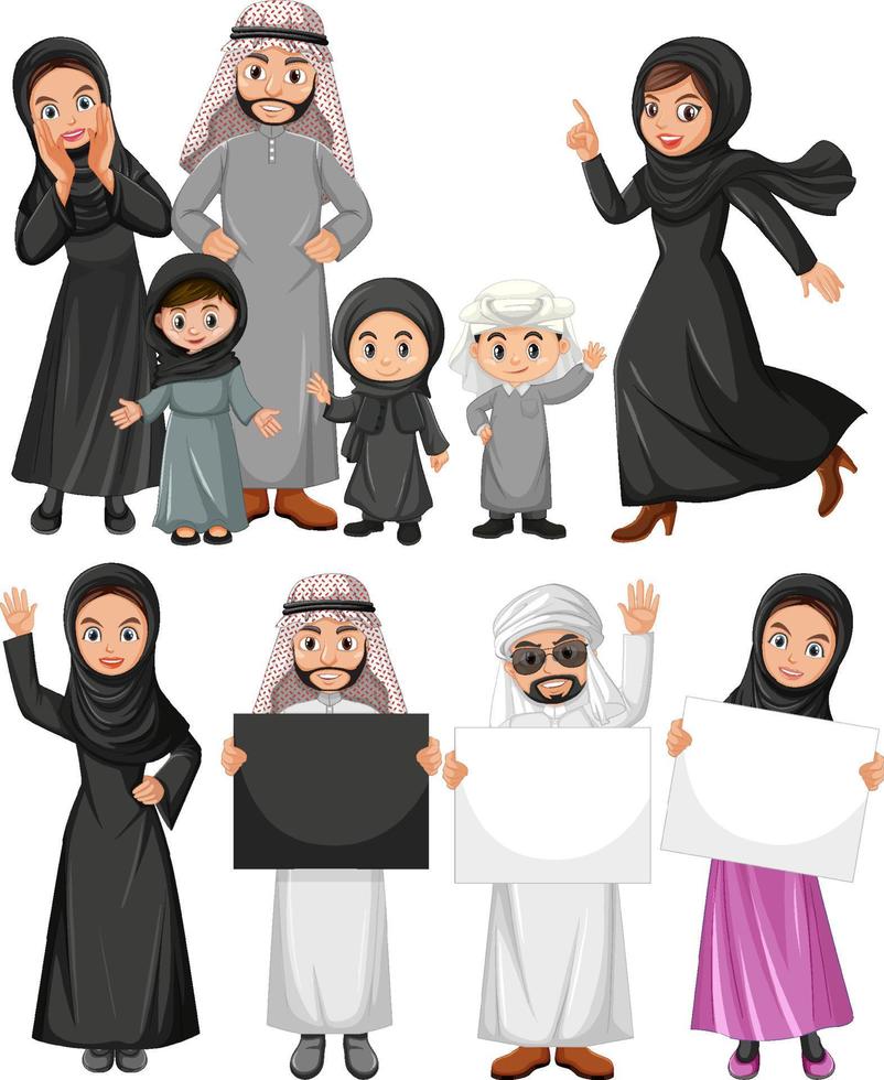 Arabic people holding blank boards vector