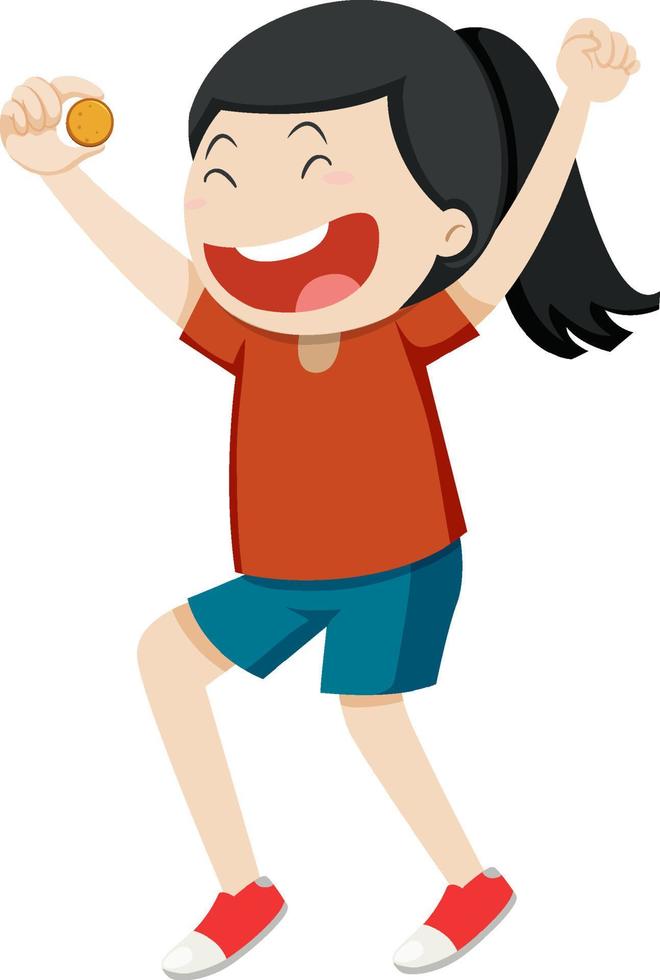 Active girl simple cartoon character vector