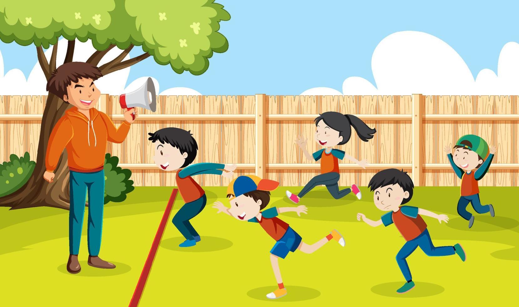 Kids playing red light green light game vector