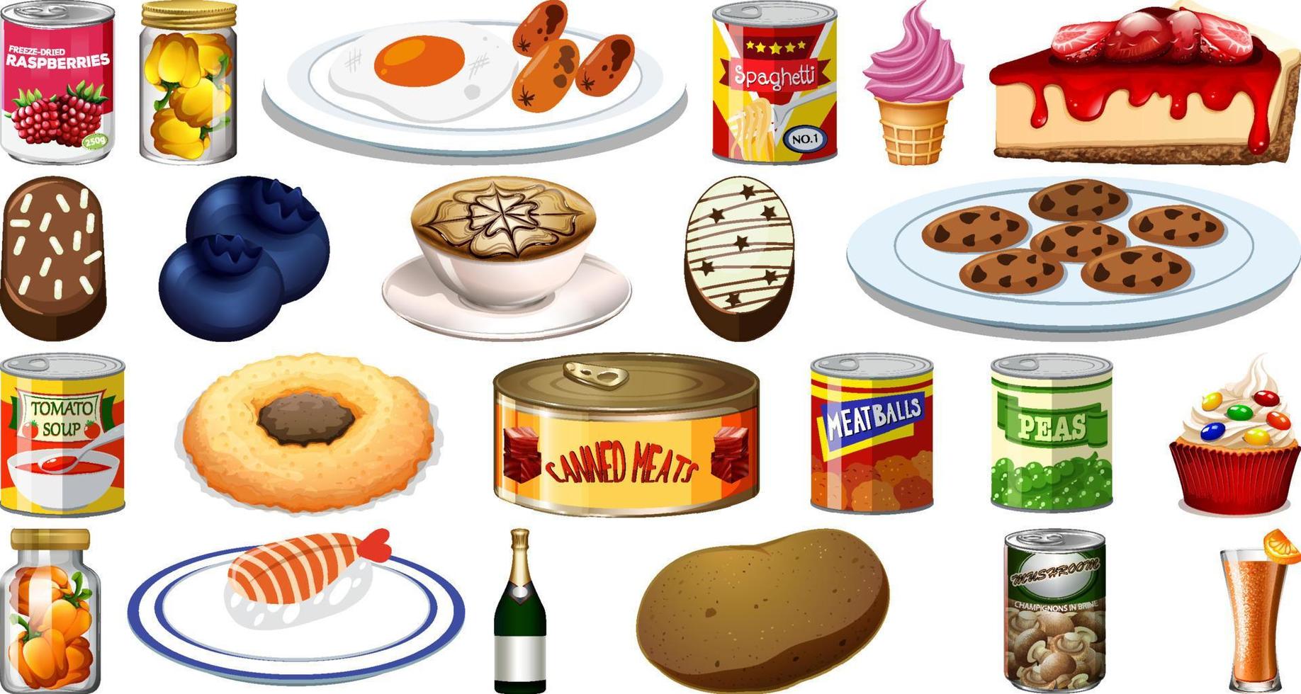 Set of different foods vector