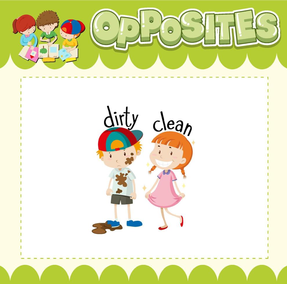 Education word card of English opposites word vector