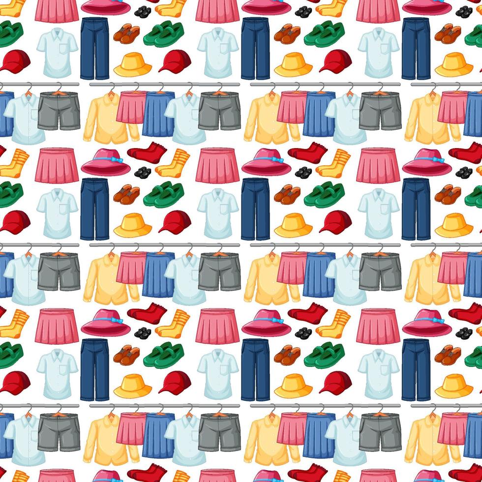 Seamless background design with cloth theme on white background vector