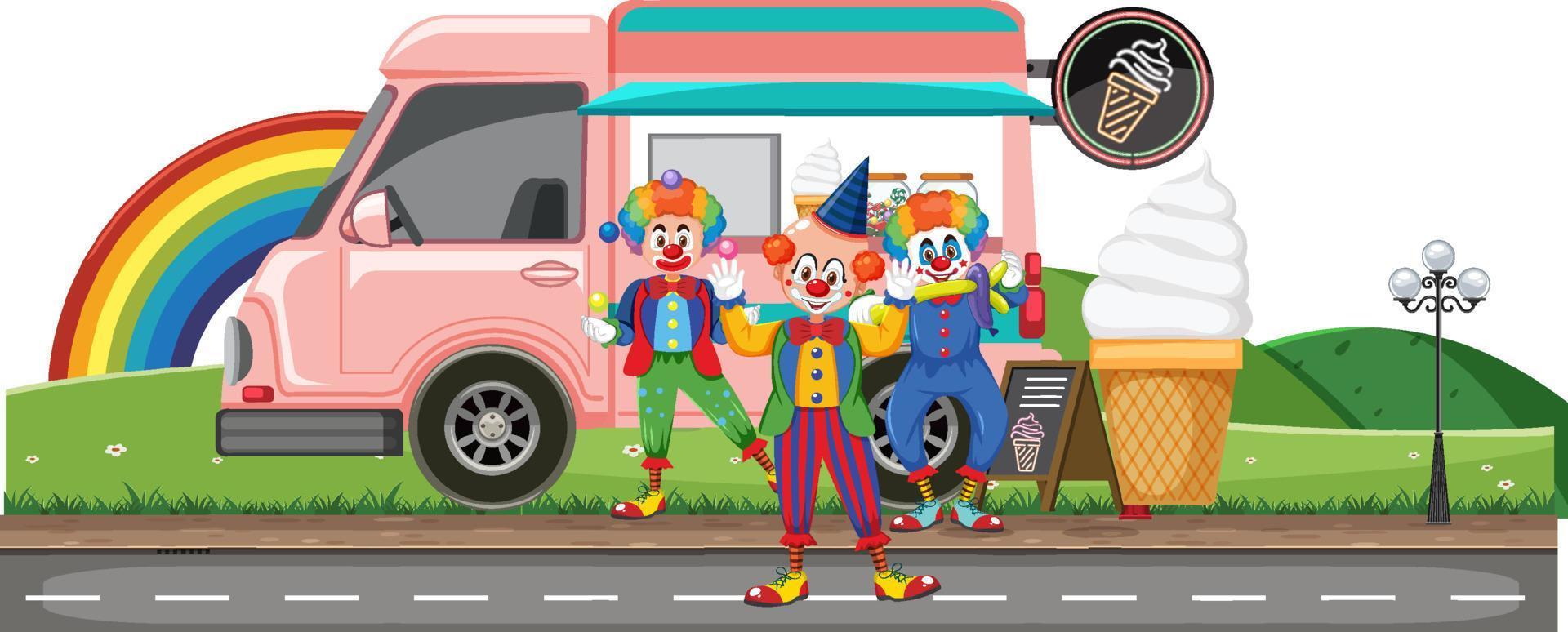 Clowns juggling balls in the park vector