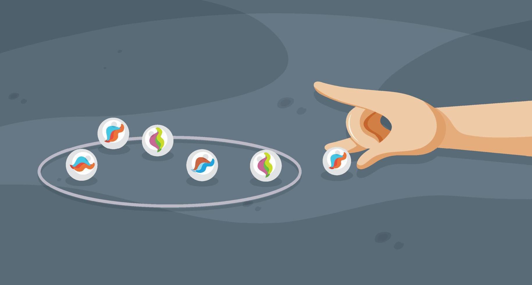 Flicking hand and marbles vector