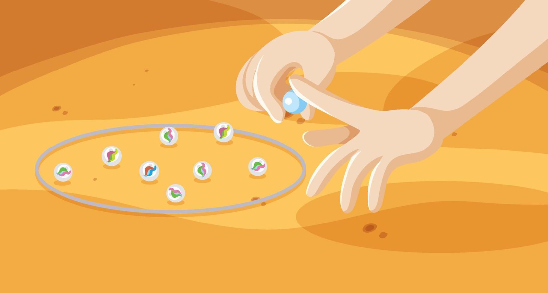 Flicking hand and marbles vector
