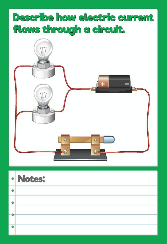 Science Experiment Record Worksheet of electric flows vector