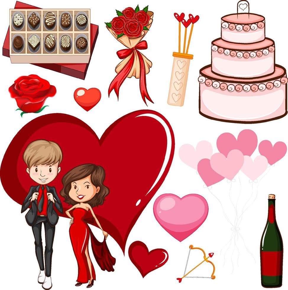 Valentine theme with lovers and cake vector