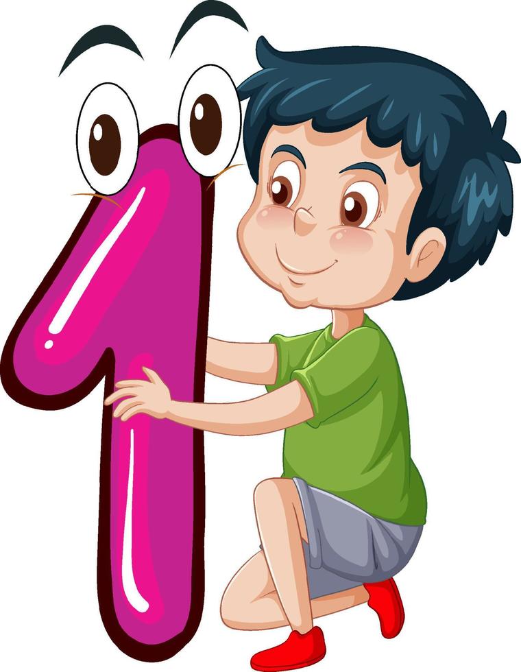 un niño con la caricatura número uno vector