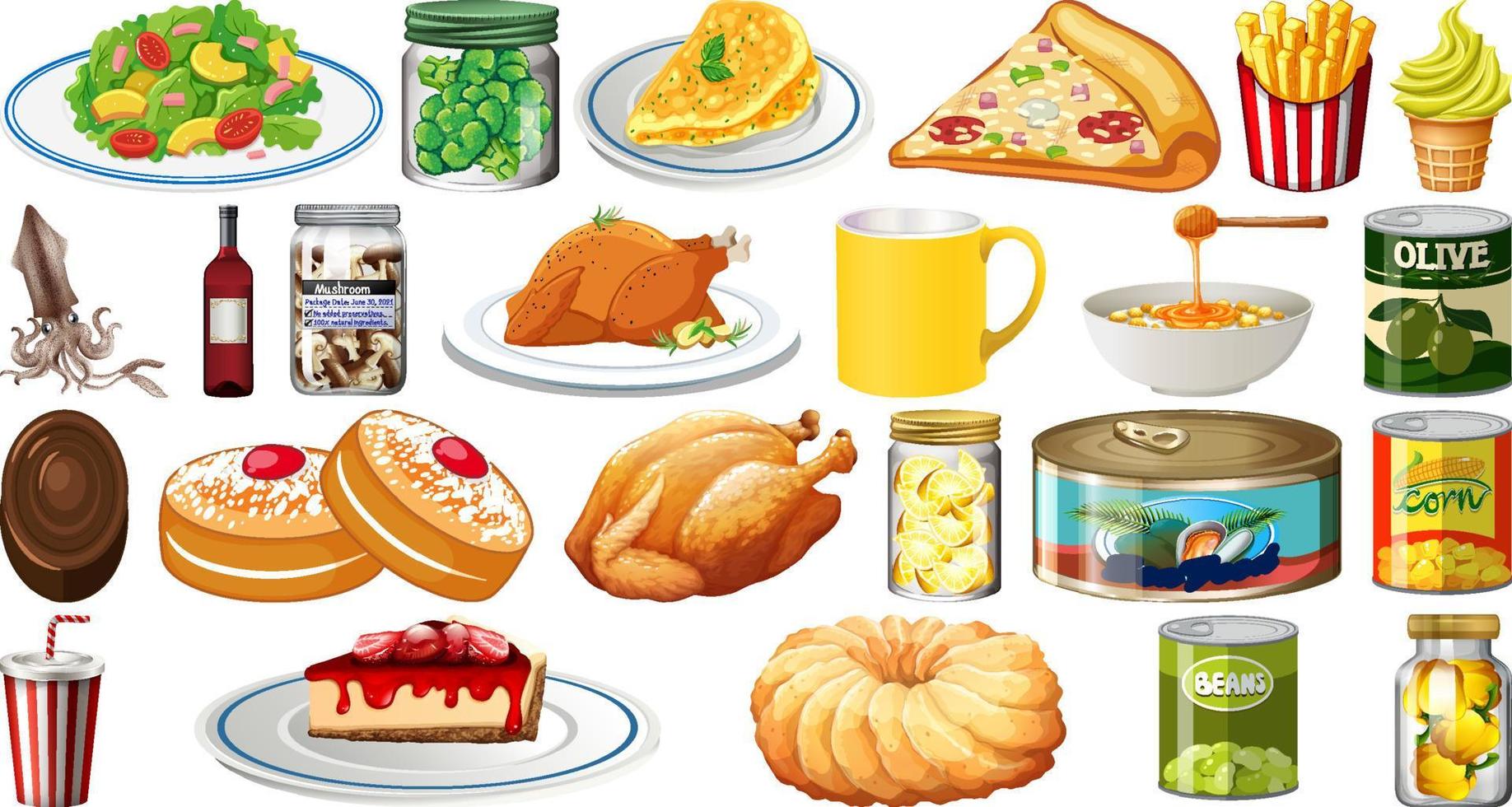 Set of different foods vector