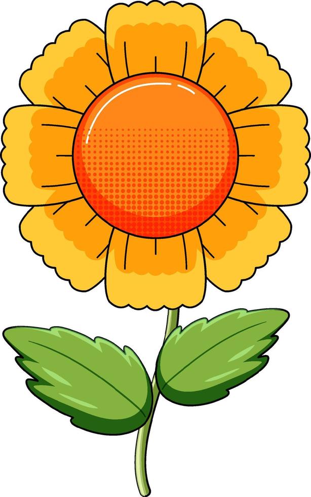 Orange flower with green leaves vector