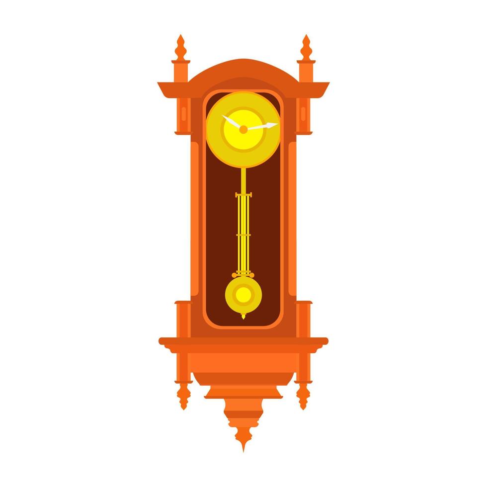 reloj pared vector péndulo antiguo tiempo antiguo ilustración. minuto de reloj de diseño aislado de hora retro vintage. decoración de alarma