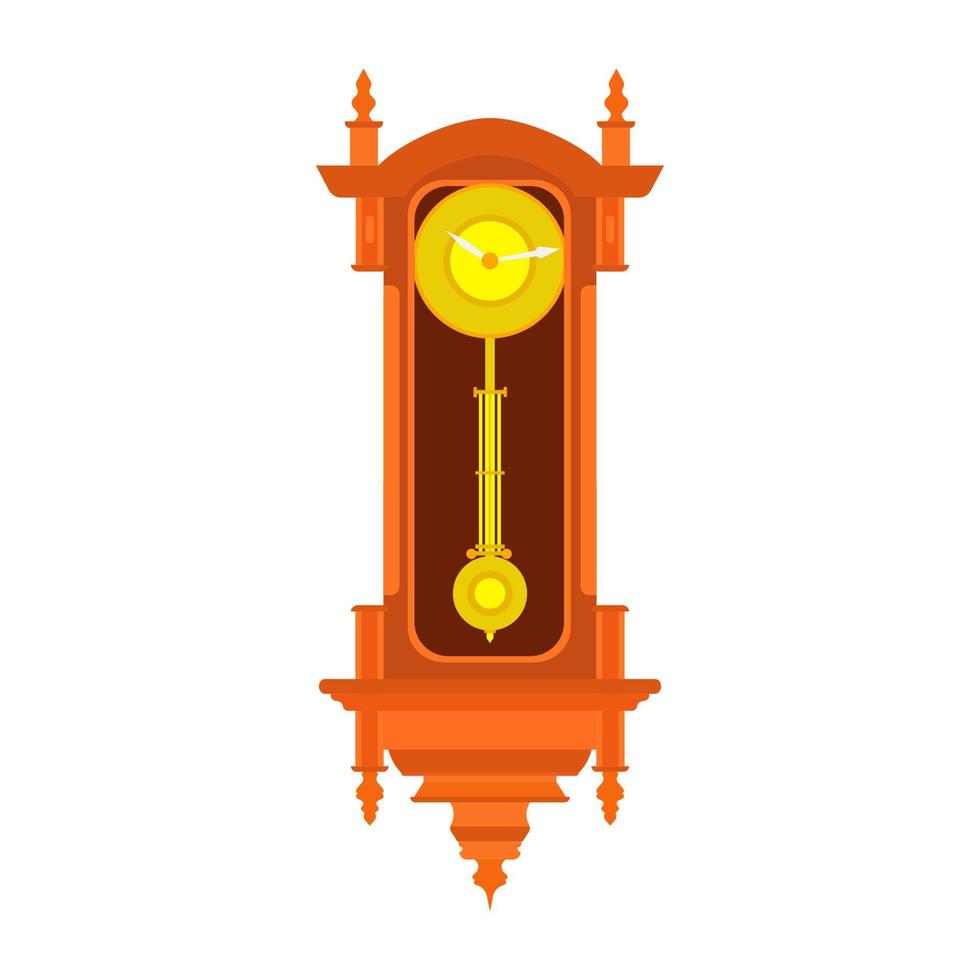 Clock wall vector pendulum old antique time illustration. Vintage retro hour isolated design watch minute. Alarm decoration