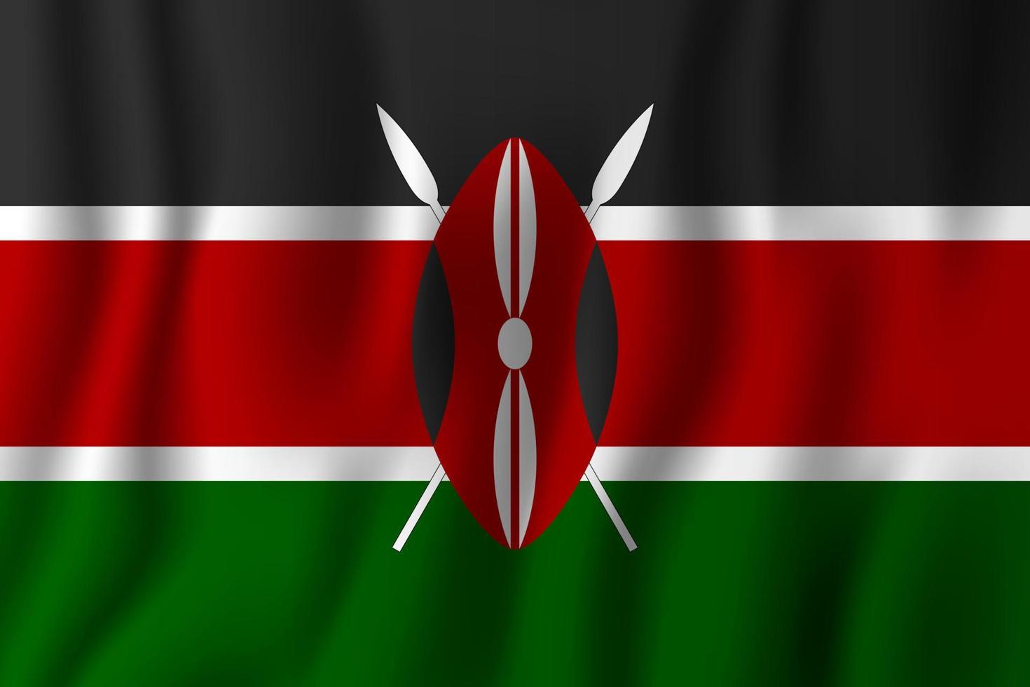 Ilustración de vector de bandera ondeante realista de Kenia. símbolo de fondo del país nacional. día de la Independencia