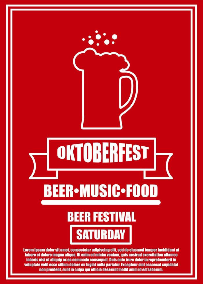Oktoberfest celebration traditional decoration banner background. Bavarian glass beer illustration vector carnival invitation card. German festival party template concept
