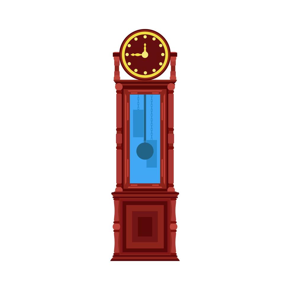 Clock illustration vintage floor interior antique furniture room. Vector old home retro design style