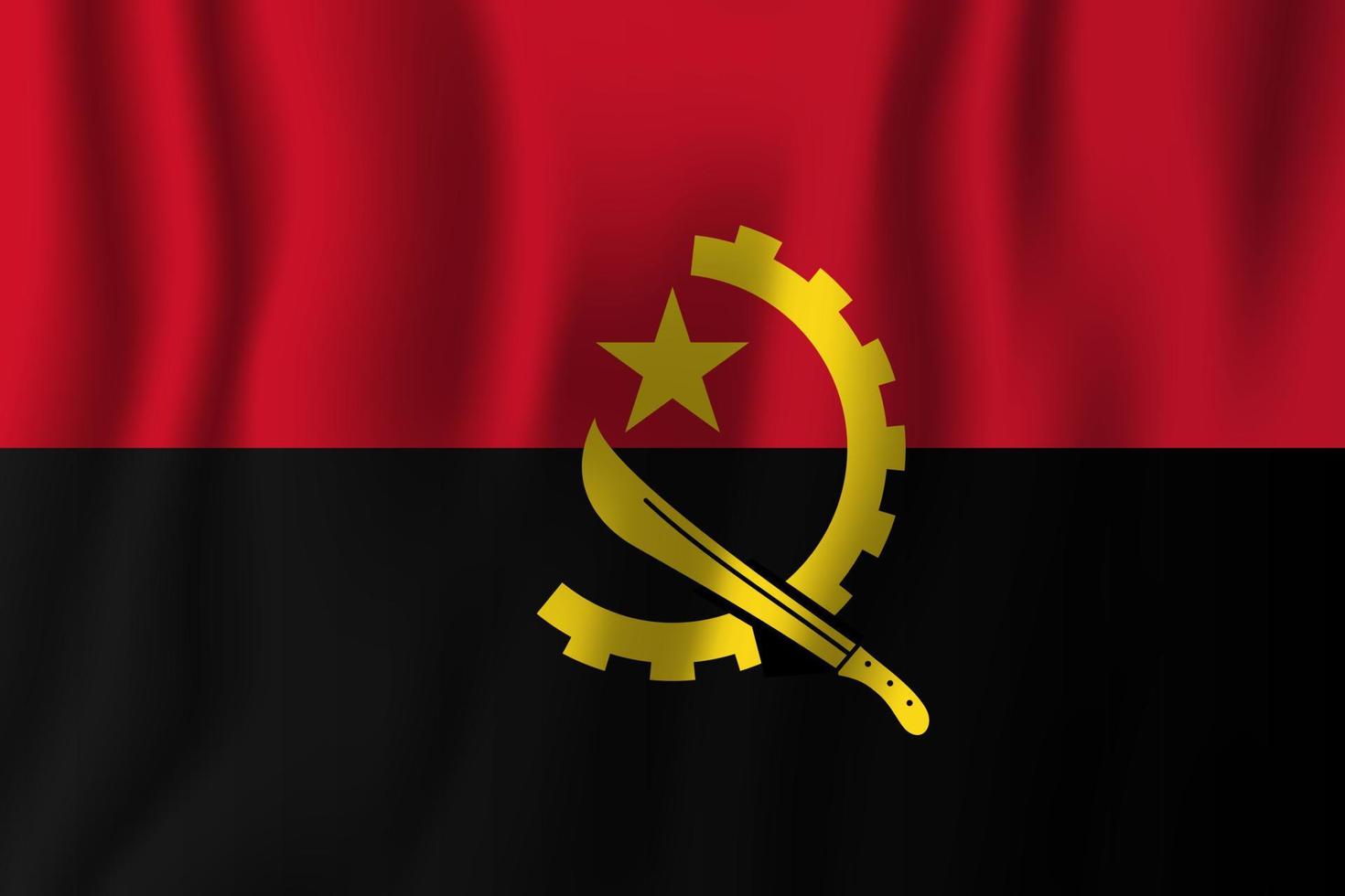 Ilustración de vector de bandera ondeante realista de angola. símbolo de fondo del país nacional. día de la Independencia