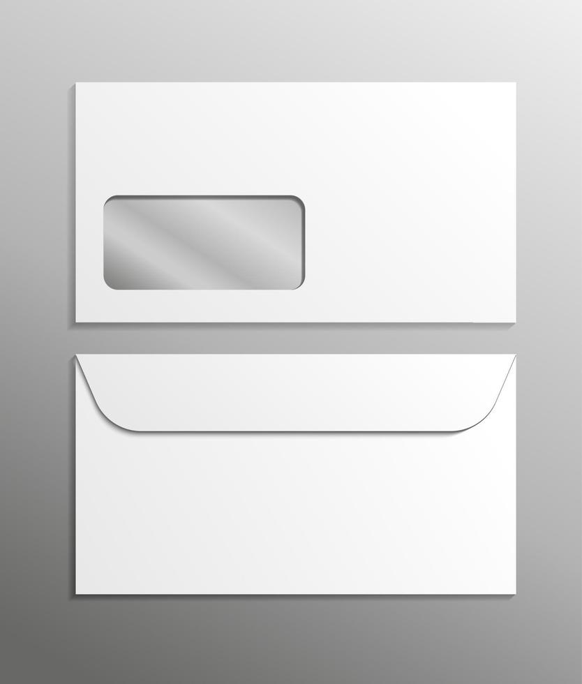 Envelope 3d vector realistic ad mockup white blank mail office template closed isolated 