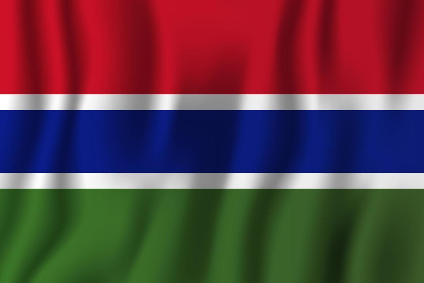 Ilustración de vector de bandera ondeante realista de Gambia. símbolo de fondo del país nacional. día de la Independencia