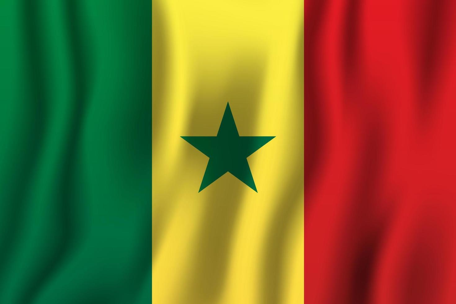 Ilustración de vector de bandera ondeante realista de senegal. símbolo de fondo del país nacional. día de la Independencia