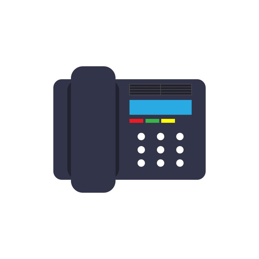 Symbol device illustration isolated equipment black. Talk desk object telephone receiver. Cell phone workplace office. Old home retro support service. Vector art help connect icon voip flat.