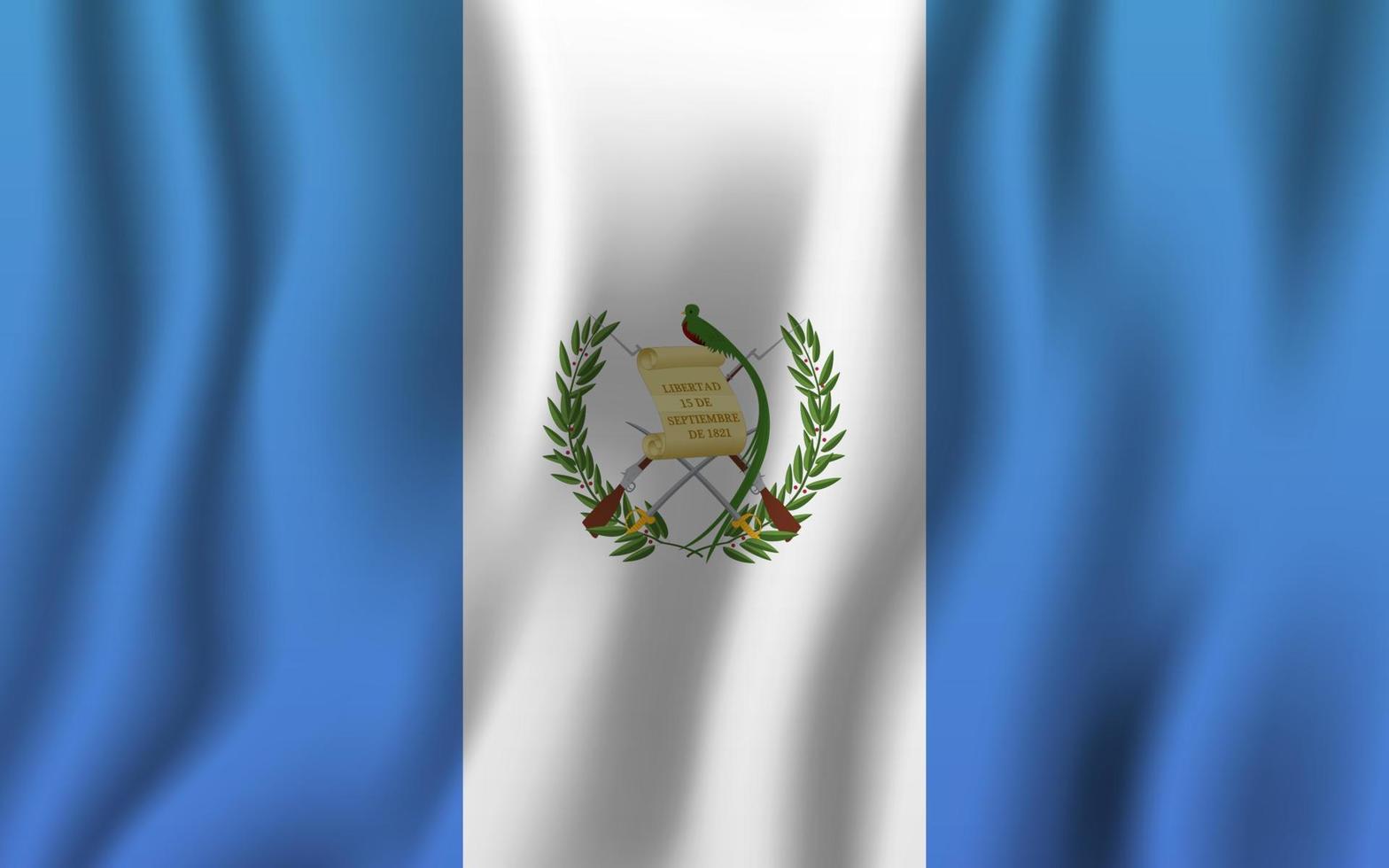 guatemala bandera ondeante realista ilustración vectorial. símbolo de fondo del país nacional. día de la Independencia vector