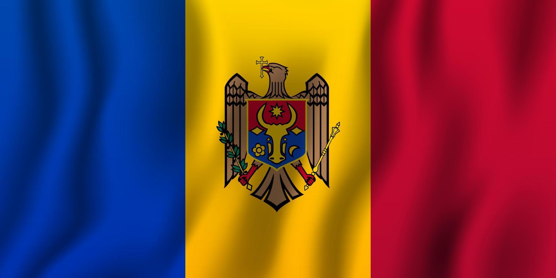 Ilustración de vector de bandera ondeante realista de moldavia. símbolo de fondo del país nacional. día de la Independencia