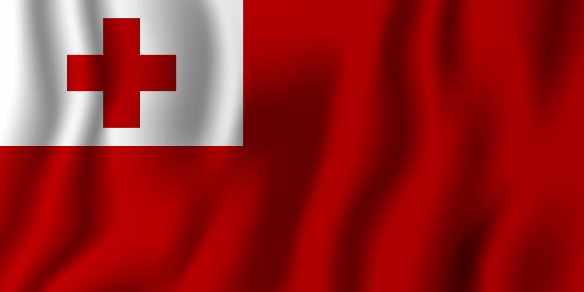 Tonga realistic waving flag vector illustration. National country background symbol. Independence day