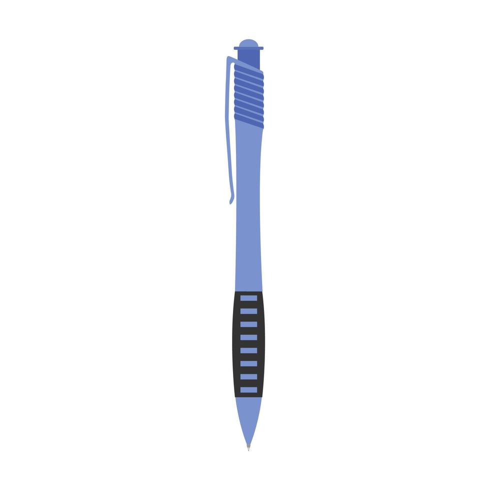 Pen ballpoint isolated vector white blue illustration background. Office business design object school plastic