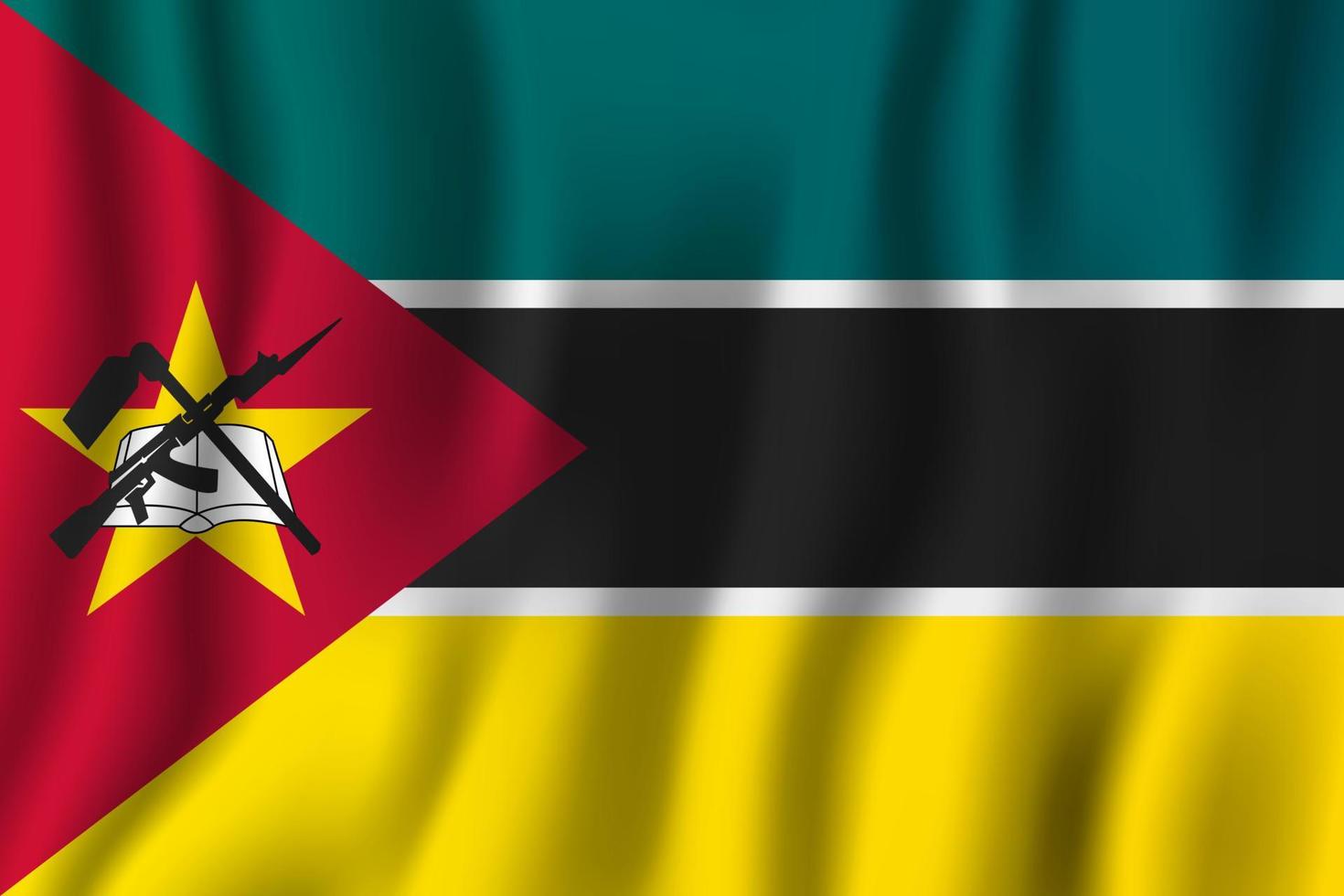 mozambique bandera ondeante realista ilustración vectorial. símbolo de fondo del país nacional. día de la Independencia vector